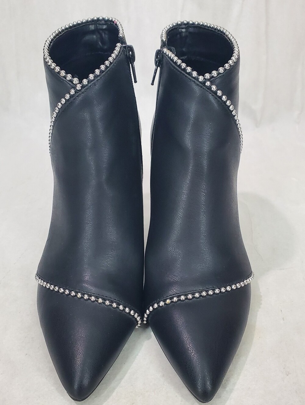 Black studded Women's boots Size 8.5 Silver Studs Edgy Punk Maximalist Rocker - Picture 2 of 10